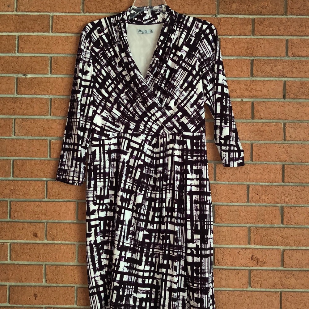 💜ELIZA J💜PLAID PETITE FAUX WRAP SHEATH DRESS💜